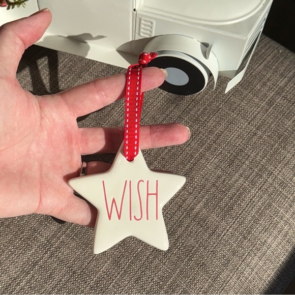NEW 3 Pc SET Rae Dunn Adorable Ceramic Ornaments - LOVE, JOY, WISH w/red ribbon - Picture 4 of 10